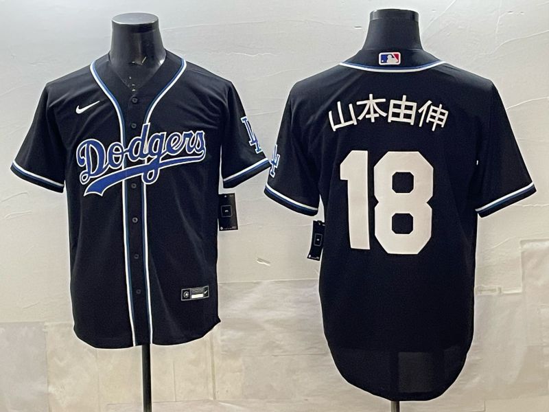 Men 2025 Los Angeles Dodgers #18 Yamamoto Black Game Nike MLB Jersey 01